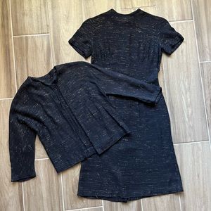 True vintage 1950s rayon/linen blend set with gold flecks size small to XS